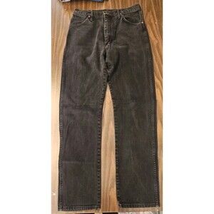 Vintage Wrangler Jeans Mens 34X36 Black 100% Cotton Made In USA Leather Patch G1